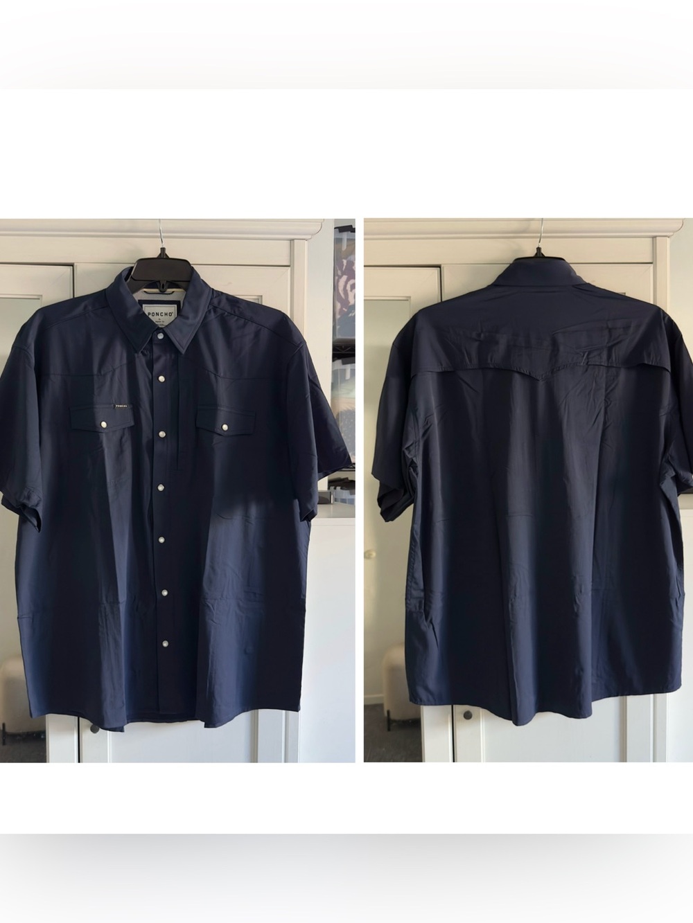 Poncho The Del Mar Short Sleeve shirt in Navy Men's Size XL Regular Fit